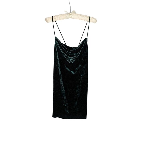 Topshop Dress 8 Women's Green Velvet Cowl Neck Spaghetti Strap Tie Back Mini - Picture 1 of 7